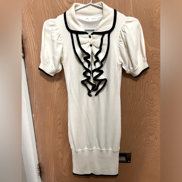 Knit collared dress with ruffle and button detail, women’s XS - Picture 1 of 3
